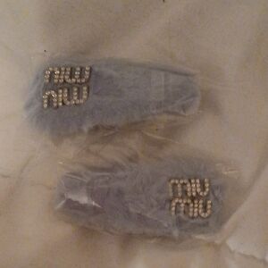 Miu Miu Baby Blue Furry Hair Clips